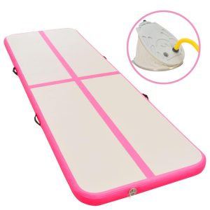 vidaXL Inflatable Gymnastics Mat with Pump 275.6":man:9.4":man:.9" PVC Pink
